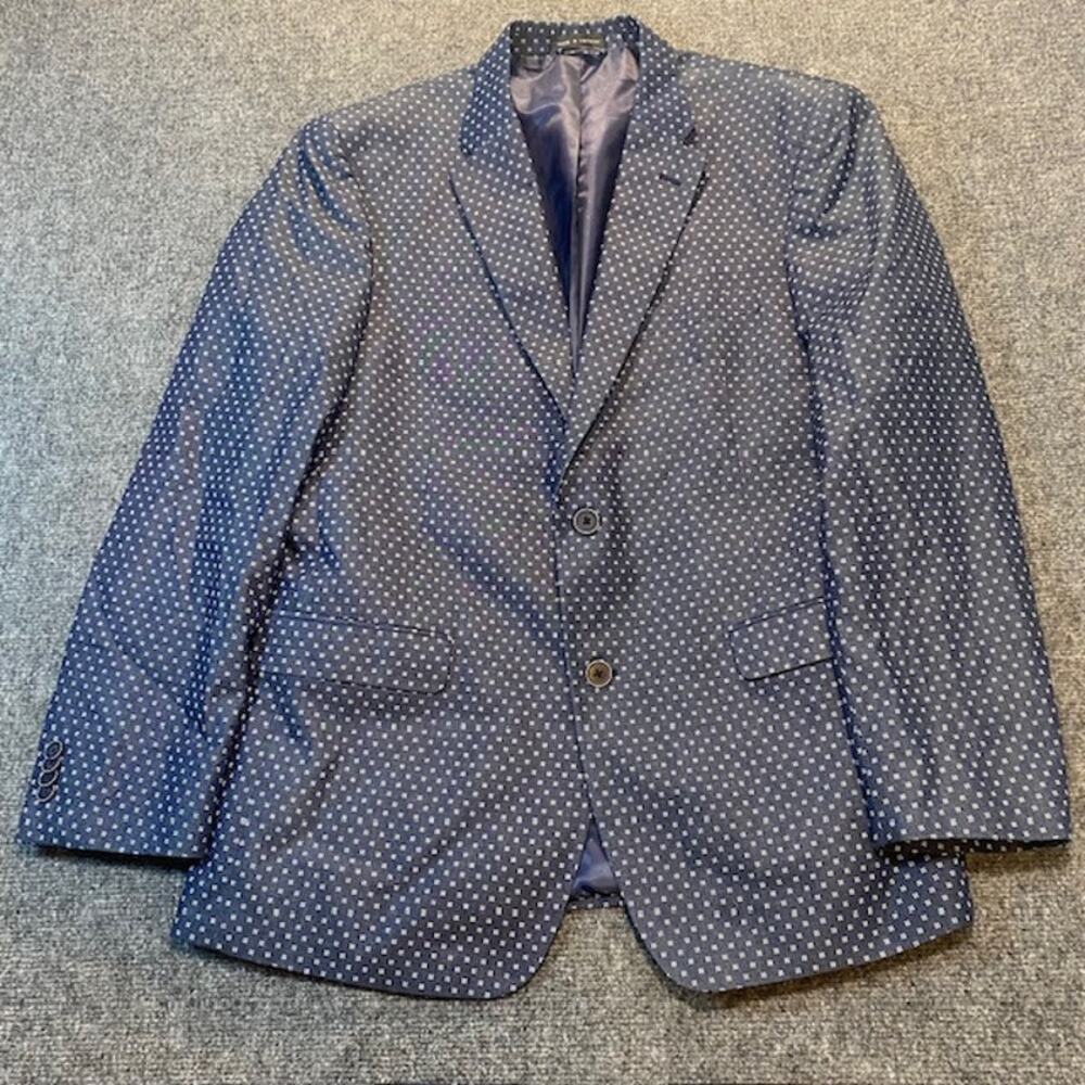 Tommy Hilfiger Mens 42 Regular Navy Blue Patterned Blazer Jacket Preppy Classic